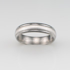 Platinum band in brushed finish with two polished lathe-cut lines