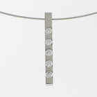Platinum bar pendant with 5 flush-set round diamonds.