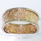 14 Karat Yellow Gold Reticulated Flat Band with 14 Karat White Gold Flat Thick borders