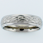 Palladium comfort-fit band with hand-engraved diamond pattern
