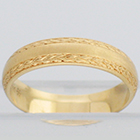 14 Karat Yellow Gold hand-engraved band with wheat borders pattern