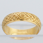 14 Karat Yellow Gold hand-engraved band with square flowers all-over pattern