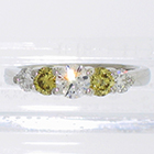 Platinum 5-stone ring with white and canary-yellow round brilliant diamonds in 4-prong gallery settings (alternate view)