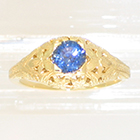 14 Karat Yellow Gold Antique-style hand-engraved Sapphire Solitaire ring (alternate view)