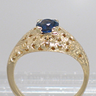 14 Karat Yellow Gold Antique-style hand-engraved Sapphire Solitaire ring