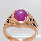 14 Karat Rose Gold Star Ruby Gypsy Ring with leaves