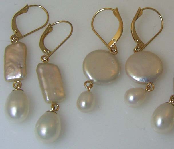 double pearl dangles with assorted shapes
