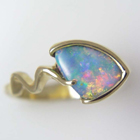 yellow gold free-form opal ring with squiggle
