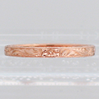 14 Karat Rose Gold flat band with scroll-flower hand-engraved pattern