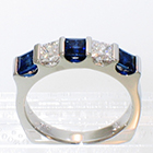 Sapphire and Diamond princess-cut 5-stone Platinum Saddle Ring