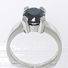 Palladium solitaire ring with Black Diamond in heavy 4-prong setting