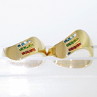 14 Karat Yellow Gold "Subtle-wave" Wedding Set with channel-set colored diamonds