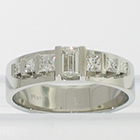 Flat Platinum band with baguette and princess-cut diamonds channel-set between flat rails (alternate view)