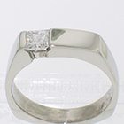 platinum asymmetrical solitaire with flush-set 0.32 carat princess-cut diamond