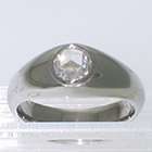 Platinum heavy gypsy-style ring with 0.56 carat rose-cut diamond in low-profile bezel