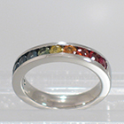 Palladium rainbow-Sapphire channel-set band