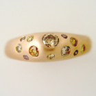 rose gold gypsy ring with multi-colored flush-set natural fancy colored diamonds (brushed finish)