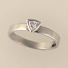 platinum flat-band stacker ring with trillion-cut diamond in full bezel